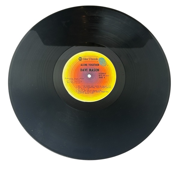 SOLD - Vinyl Record Dave Mason Alone Together - blue thumb records stereo - Picture 5 of 6